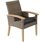 TecTake Alu Rattan Stuhl mit Armlehnen...